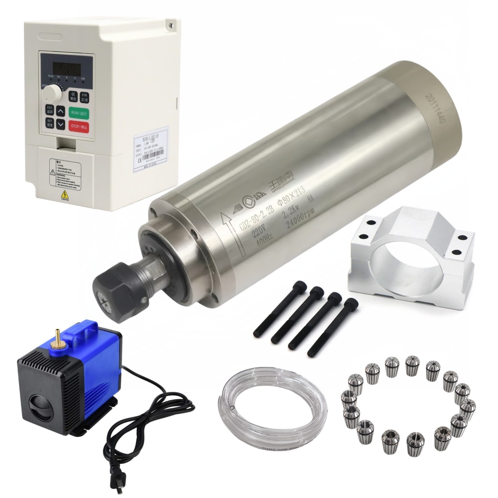 2.2Kw Water Cooled Spindle Kit Vfd - GDZ-80-2.2B طقم محرك مغزلي CNC مبرد