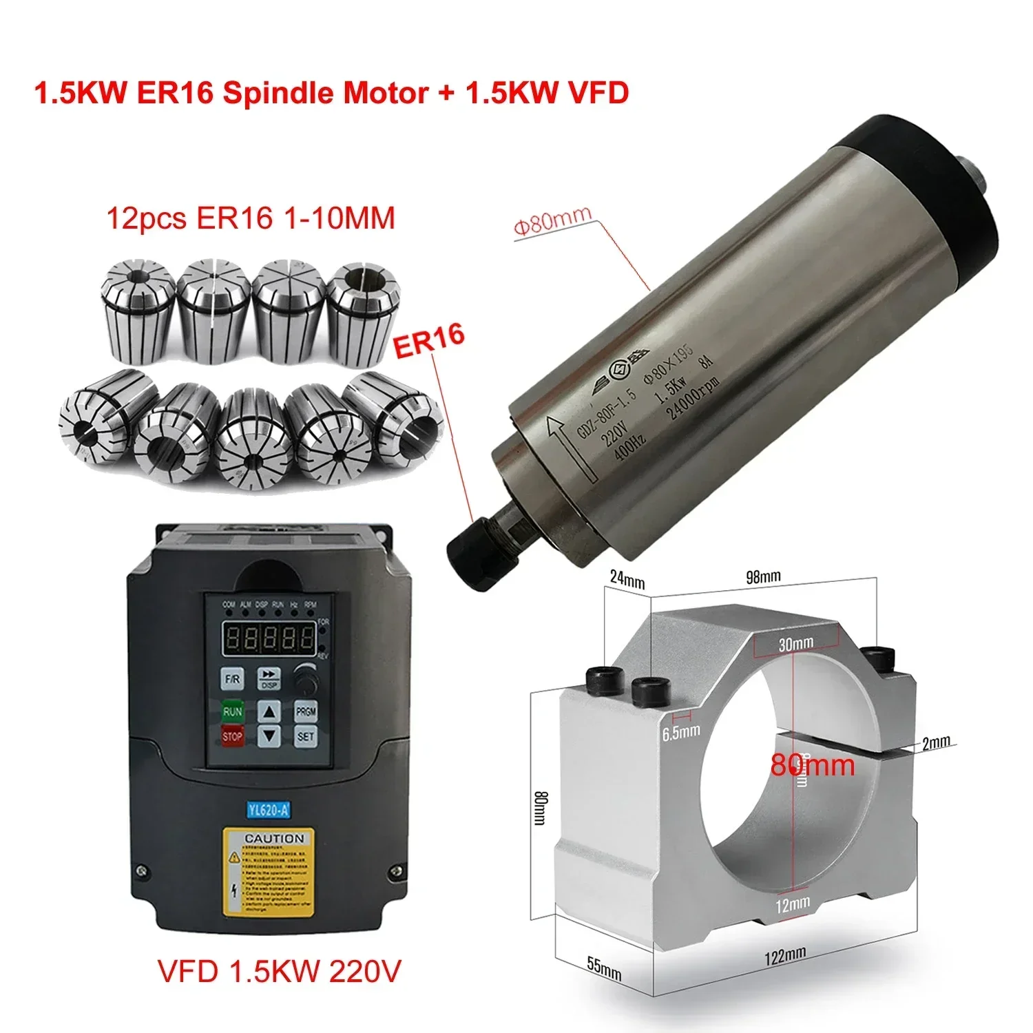 طقم محرك مغزلي CNC مبرد بالهوا - مراجعة Er20 Collet Chuck Spindle Motor 220V وسعره