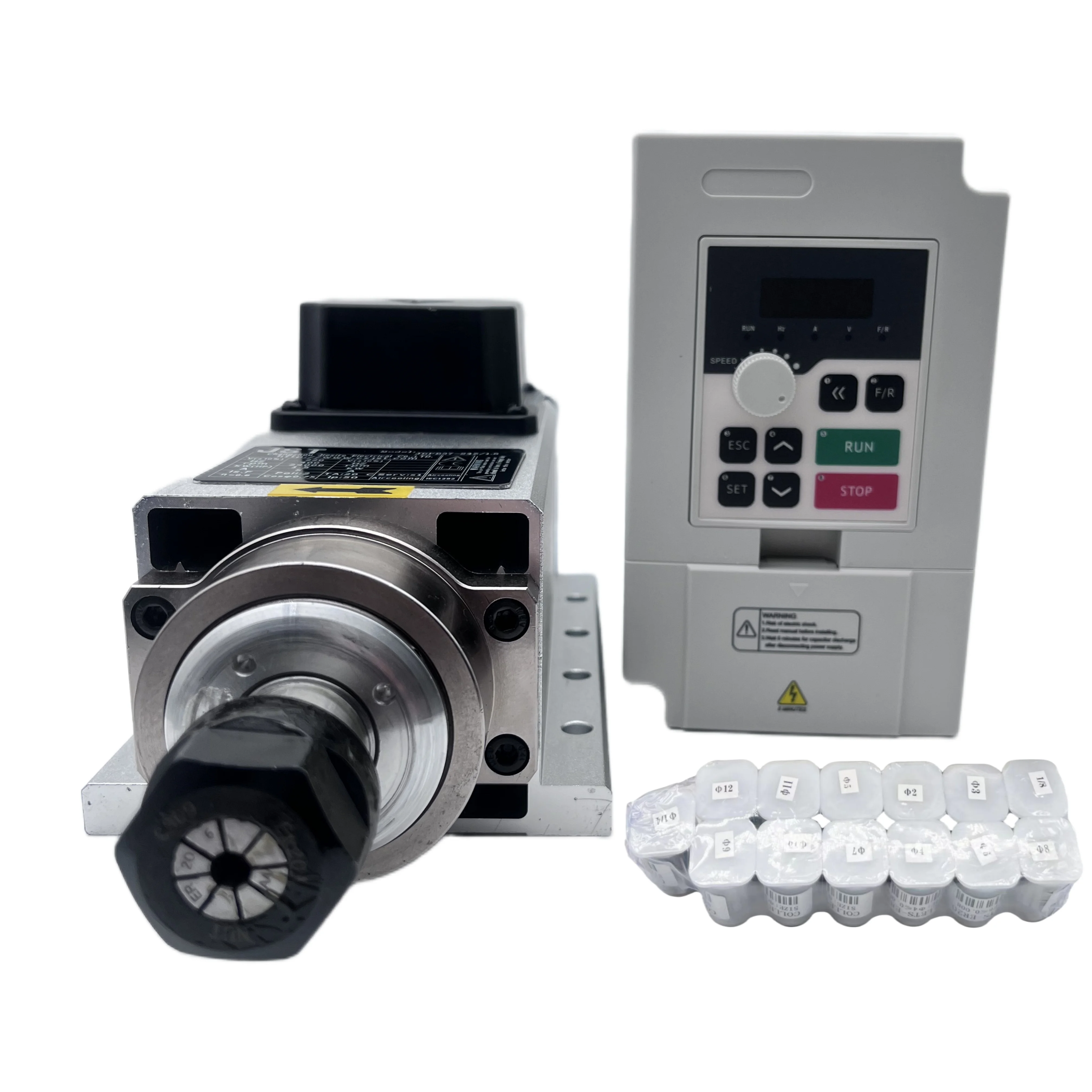 طقم محرك مغزل CNC مربع الشكل ب - مراجعة Air Cooled 1.5Kw Spindle Motor Inverter 110V وسعره