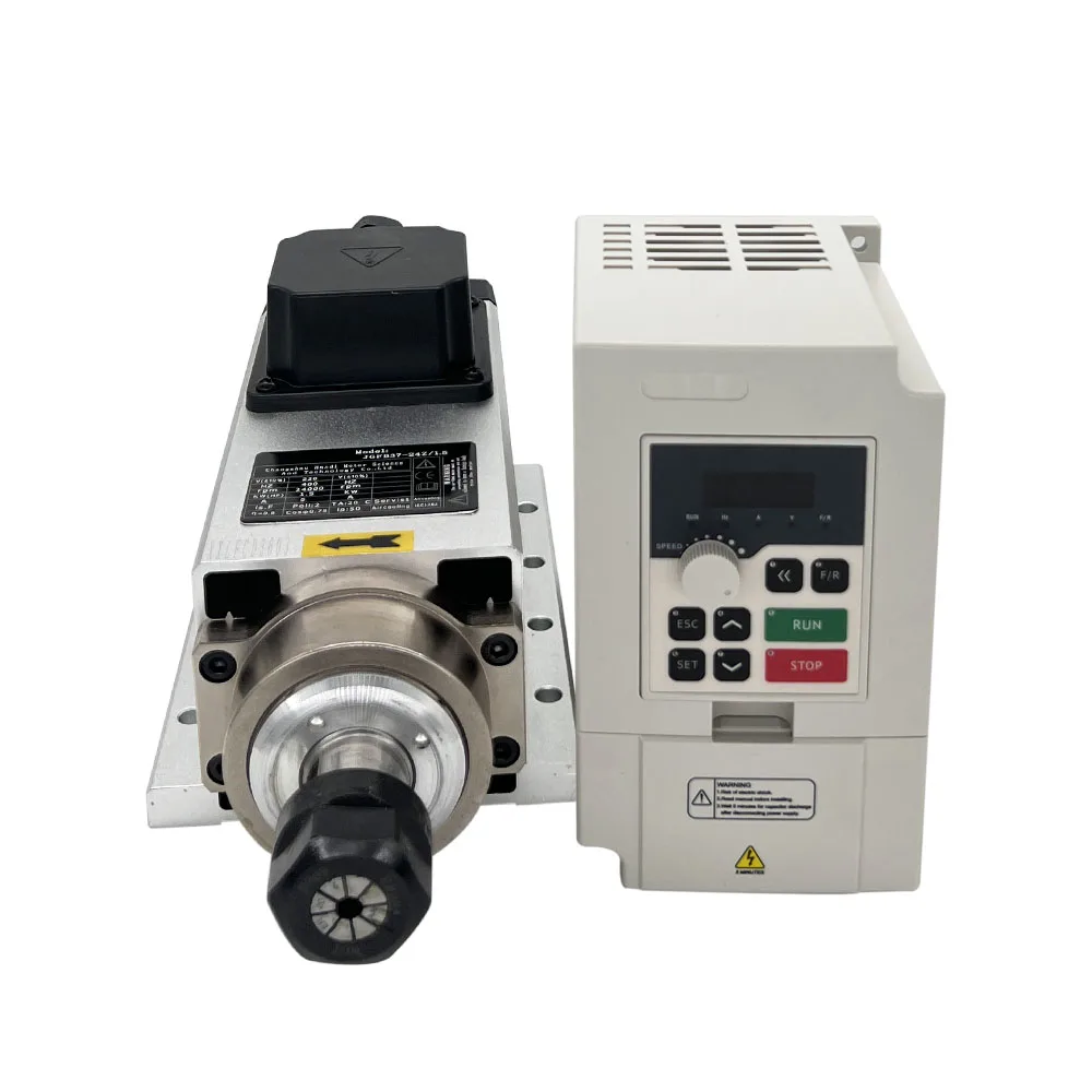طقم محرك مغزل CNC مربع الشكل ب - مراجعة Air Cooled 1.5Kw Spindle Motor Inverter 110V وسعره
