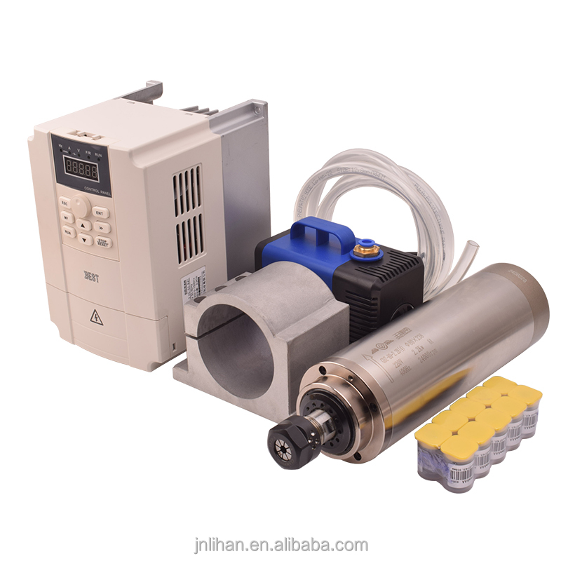 محرك راوتر CNC مبرد بالماء بقو - مراجعة 2.2Kw Water Cooled Spindle Kit Vfd وسعره
