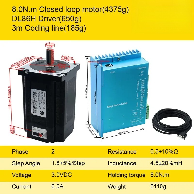مجموعة محركات الخطوة الصناعية  - مراجعة Hybrid Servo Driver Nema 34 8.5Nm وسعره