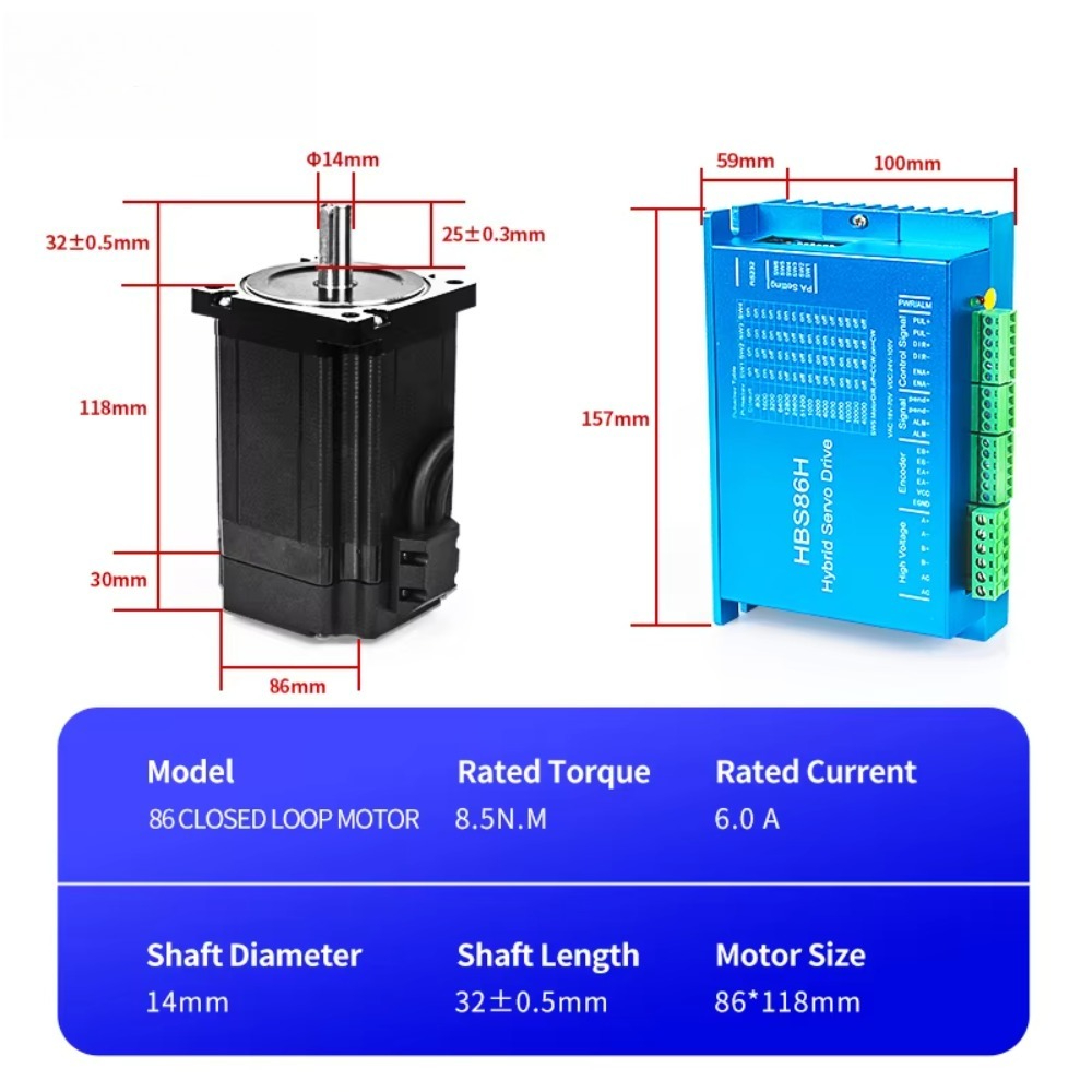 طقم سيرفو هجين بحلقة مغلقة من  - مراجعة Hybrid Servo Driver Nema 34 8.5Nm وسعره