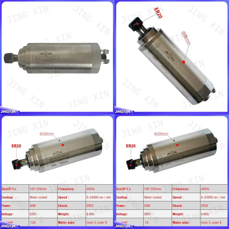محرك مغزل CNC مخصص بقوة 2.2 كي - مراجعة Er20 Collet Chuck Spindle Motor 220V وسعره